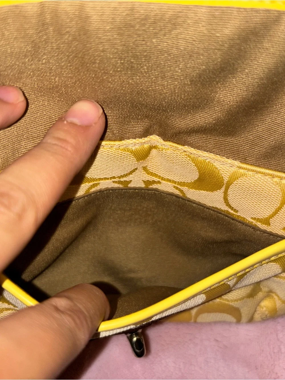 Coach Signature Wristlet Duo in Yellow and Pink-Brown